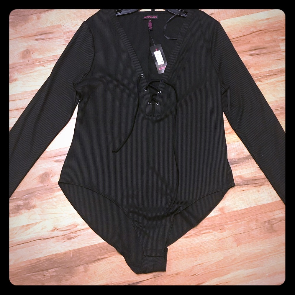 Material Girl Deep V Ribbed Bodysuit
